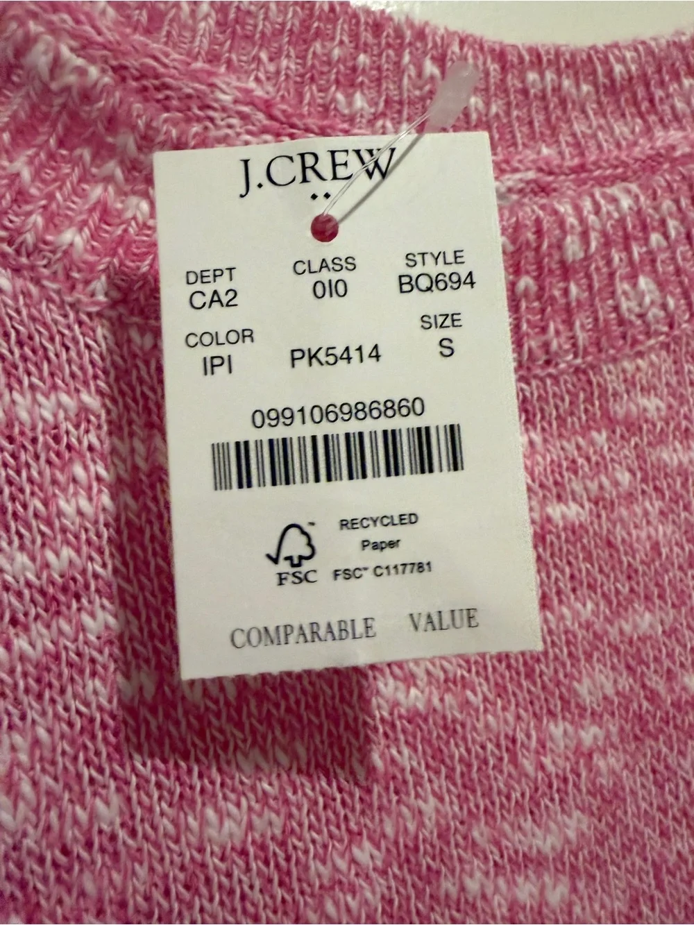 J. Crew Pink Melange Sleeveless Knit Tank